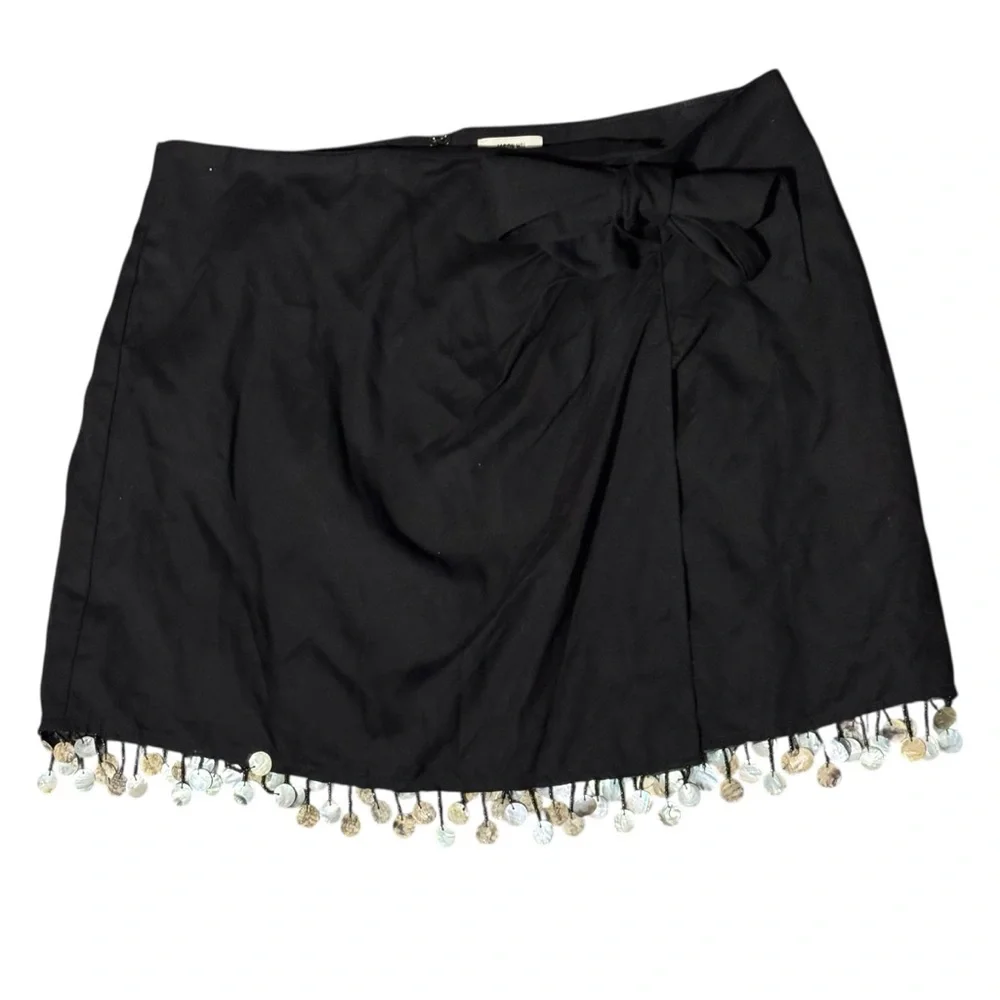Jason Wu linen blend 2 piece tank skirt set coastal boho‎ festival beaded fringe